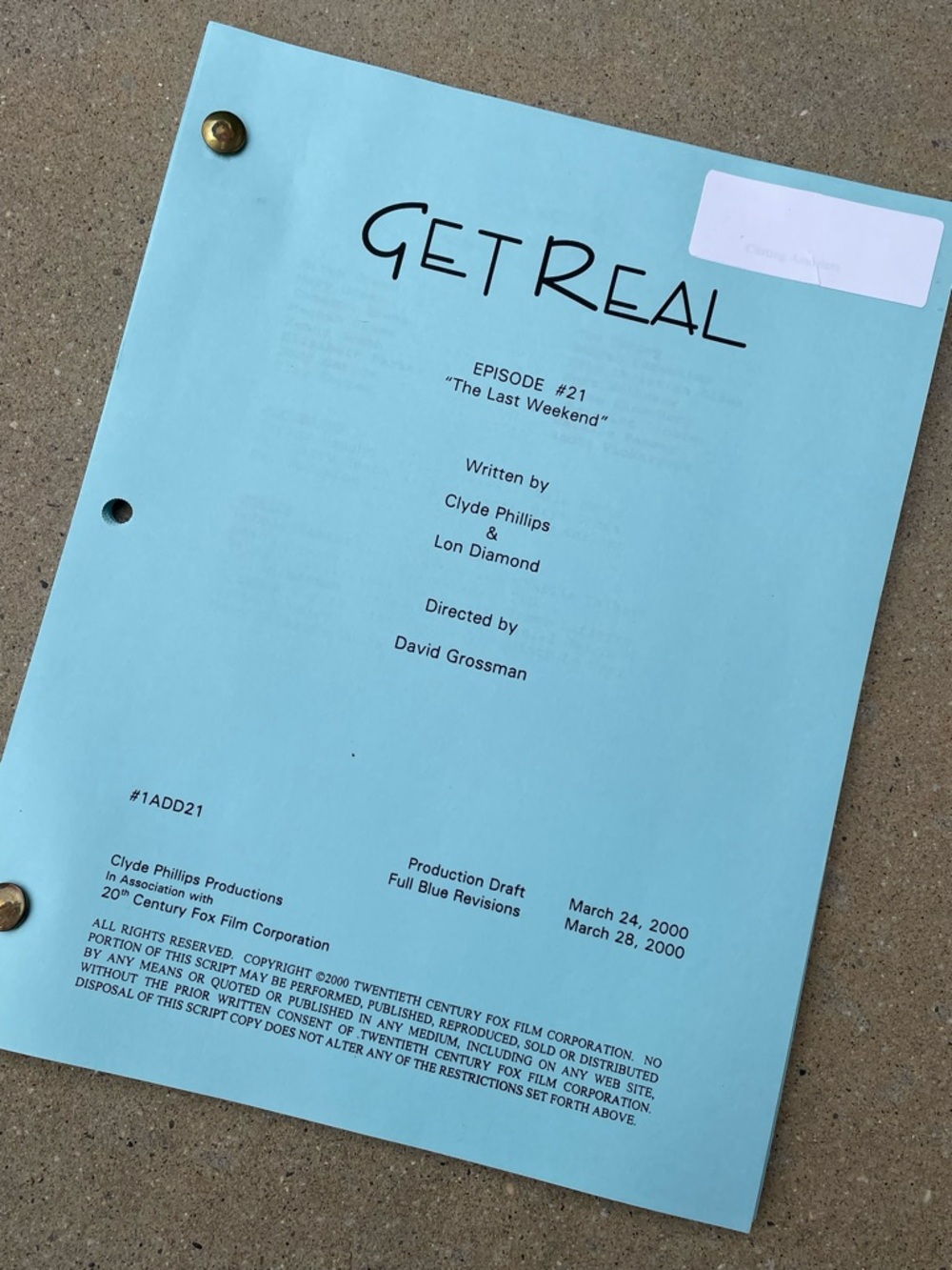 Get Real 90s TV Series Anne Hathaway Jesse Eisenberg Production Used Script 21